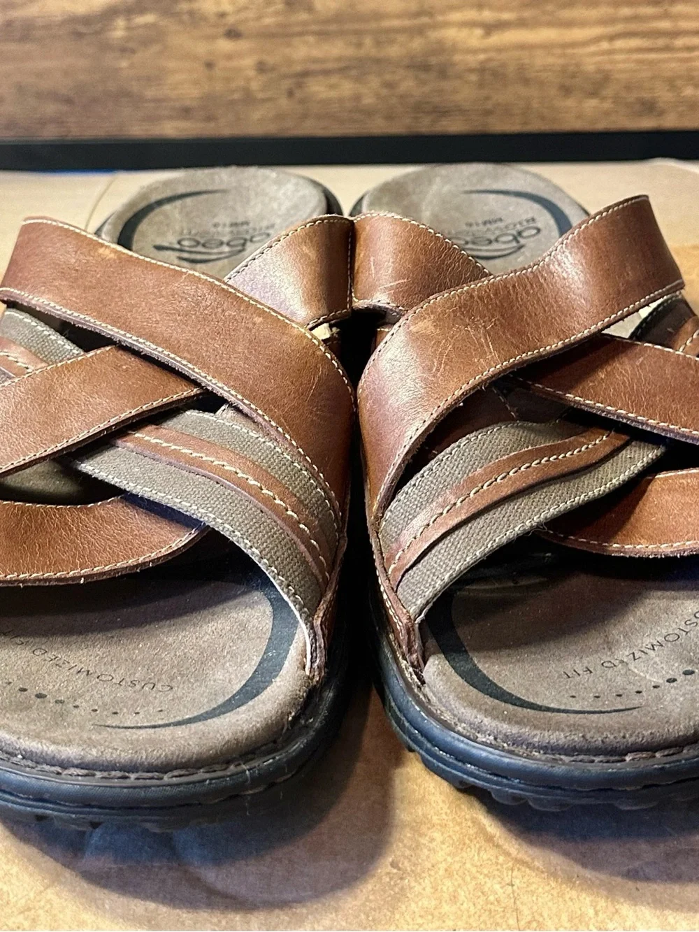 Abeo BioSystem Brant BM048 Men’s US 10 Slide Sandals Brown Leather Rubber EU 44
